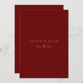 Elegant Script Gold & Deep Red Save the Date Kaart (Voorkant / Achterkant)