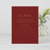 Elegant Script Gold & Deep Red Save the Date Kaart (Staand voorkant)
