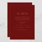 Elegant Script Gold & Deep Red Save the Date Kaart (Voorkant / Achterkant)