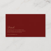 Elegant Script Gold & Deep Red Wedding Details Informatiekaartje (Voorkant)
