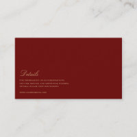 Elegant Script Gold & Deep Red Wedding Details