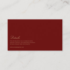 Elegant Script Gold & Deep Red Wedding Details Informatiekaartje