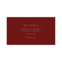 Elegant Script Gold & Deep Red Wedding Details
