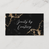 Elegant Script Gold en Black Marble Beauty Salon Klantenkaartje (Achterkant)