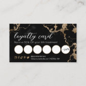 Elegant Script Gold en Black Marble Beauty Salon Klantenkaartje (Voorkant)