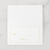 Elegant Script Gold en White Wedding Plaatskaartje (Buitenkant ongevouwen)