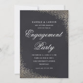 Elegant Script Gold Engagement Party Kaart (Voorkant)
