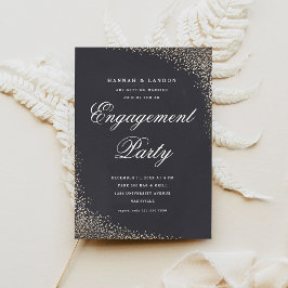 Elegant Script Gold Engagement Party Kaart