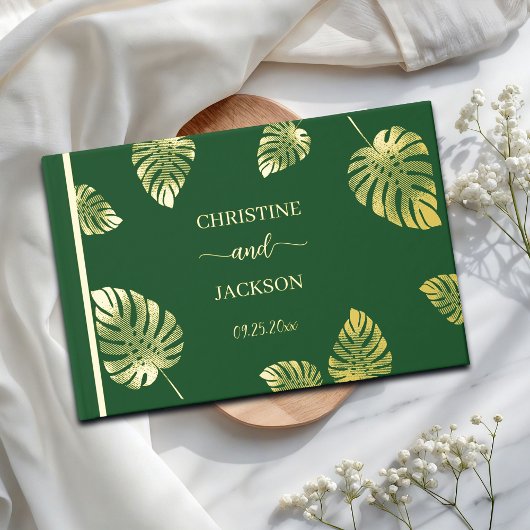 Elegant script Gold Exotic verlaat bruiloft Gastenboek