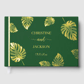 Elegant script Gold Exotic verlaat bruiloft Gastenboek (Voorkant)