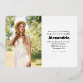 Elegant Script Gold Foil 2 Foto Graduparty Folie Uitnodiging (Achterkant)