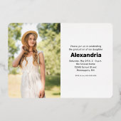 Elegant Script Gold Foil 2 Foto Graduparty Folie Uitnodiging (Achterkant)