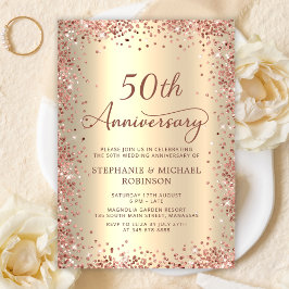 Elegant Script Gold Foil 50ste bruiloft Jubileum Kaart
