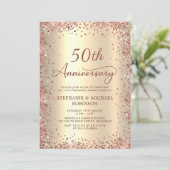 Elegant Script Gold Foil 50ste bruiloft Jubileum Kaart (Staand voorkant)