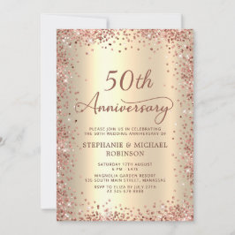 Elegant Script Gold Foil 50ste bruiloft Jubileum Kaart