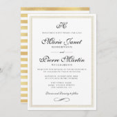 Elegant script gold foil bruiloft uitnodiging (Voorkant / Achterkant)