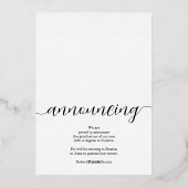 Elegant Script Gold Foil Foto Afstuderen Folie Uitnodiging (Achterkant)