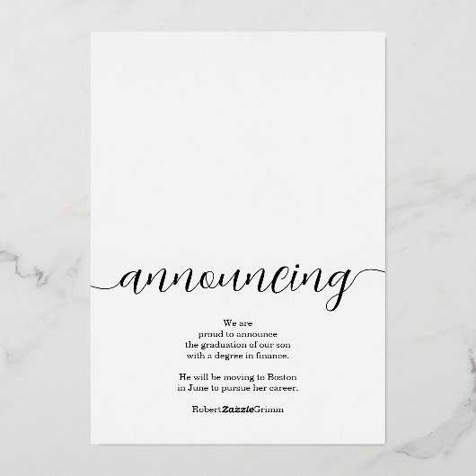 Elegant Script Gold Foil Foto Afstuderen Folie Uitnodiging (Achterkant)