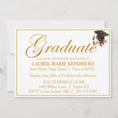 Elegant Script Gold Foil Graduation Party Kaart (Voorkant)