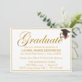 Elegant Script Gold Foil Graduation Party Kaart (Staand voorkant)