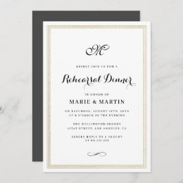 Elegant script gold foil lijst rehearings diner kaart