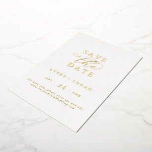 Elegant Script Gold Foil Sla de datum op Folie Uitnodiging