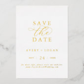 Elegant Script Gold Foil Sla de datum op Folie Uitnodiging (Voorkant)