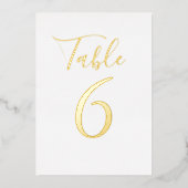 Elegant Script Gold Foil Table Numbers Folie Uitnodiging (Voorkant)