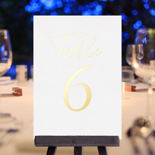 Elegant Script Gold Foil Table Numbers Folie Uitnodiging