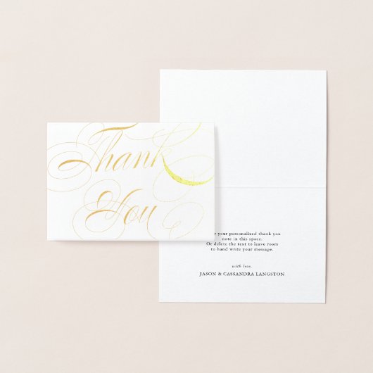 Elegant Script Gold Foil Wedding Bedankt Folie Kaarten (Display)