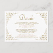 Elegant Script Gold Foliage Lijst Weddenschap Deta Informatiekaartje (Voorkant)