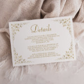 Elegant Script Gold Foliage Lijst Weddenschap Deta Informatiekaartje