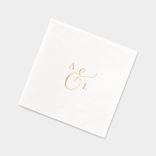 Elegant Script Gold Folie Monogram Huwelijk Folie Servetten (Links)