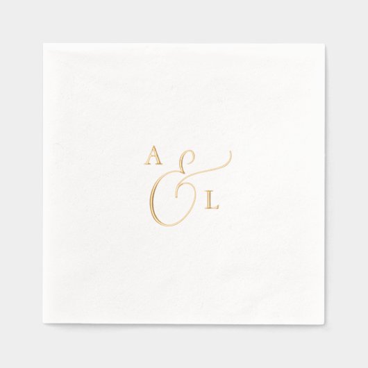Elegant Script Gold Folie Monogram Huwelijk Folie Servetten (Voorkant)