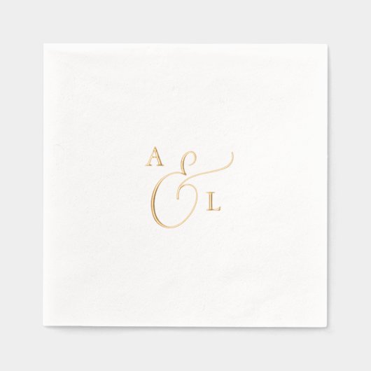 Elegant Script Gold Folie Monogram Huwelijk Servetten (Voorkant)