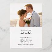 Elegant script gold folie save the date card uitnodiging (Achterkant)
