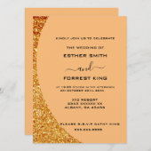 Elegant Script Gold Glitter Accent Bruiloft Kaart (Voorkant / Achterkant)