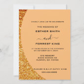 Elegant Script Gold Glitter Accent Bruiloft Kaart (Voorkant)