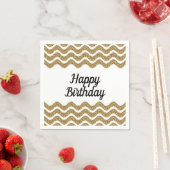 Elegant Script Gold Glitter Happy Birthday Servet (Insitu)