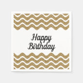Elegant Script Gold Glitter Happy Birthday Servet (Voorkant)