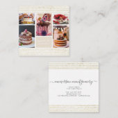 Elegant Script Gold Glitter Photo Collage Bakery Vierkante Visitekaartje (Voorkant / Achterkant)