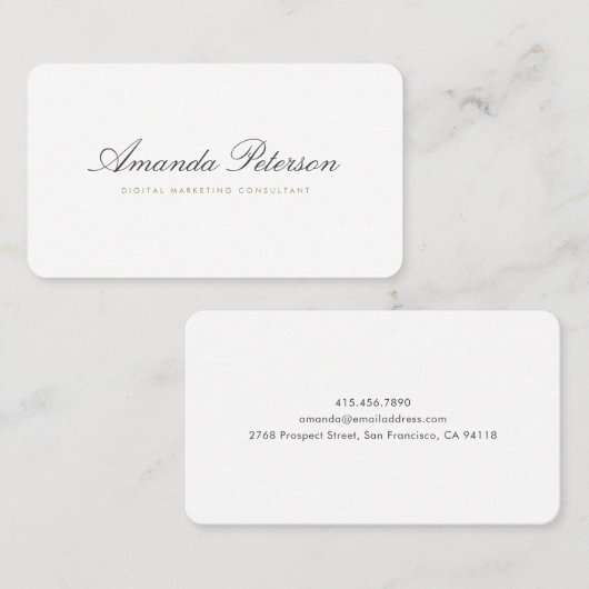 Elegant Script Gold Grey Business Card-sjabloon Visitekaartje (Voorkant / Achterkant)