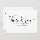 Elegant Script Gold Heart Modern Dank je Briefkaart (Voorkant / Achterkant)