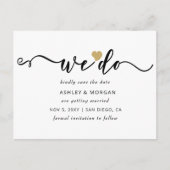 Elegant Script Gold Heart We slaan de datum op Aankondigingskaart (Voorkant)