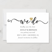 Elegant Script Gold Heart We slaan de datum op Magnetische Uitnodiging (Voorkant)