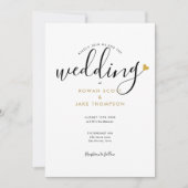 Elegant Script Gold Heart Wedding Kaart (Voorkant)