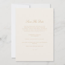 Elegant Script Gold & Ivory Sla de datum Kaart
