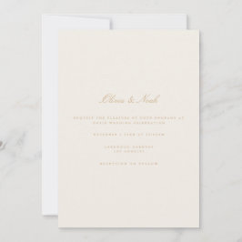 Elegant Script Gold Ivory Wedding Invitation Kaart