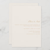 Elegant Script Gold Ivory Wedding Invitation Kaart (Voorkant / Achterkant)