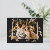 Elegant Script Gold Leaders Foto Hartelijk dank Bedankkaart (Staand voorkant)